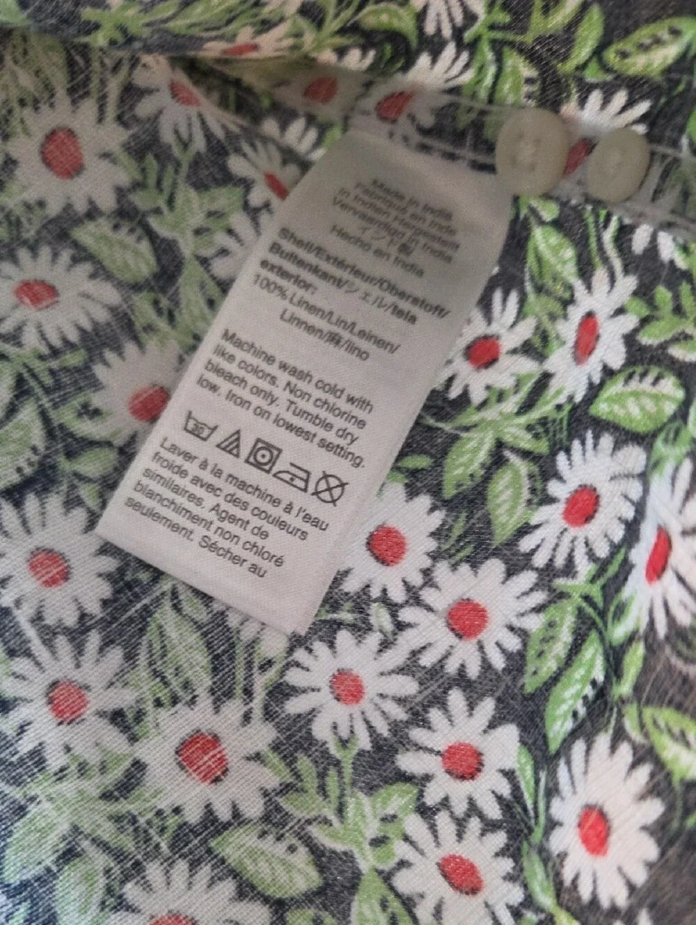 J. Crew Men's Short-Sleeve Button-Down Shirt - Green Floral Daisy Print